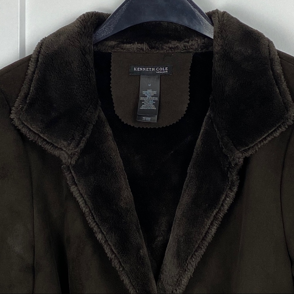 Kenneth Cole New York medium faux suede/fur coat - Picture 2 of 8